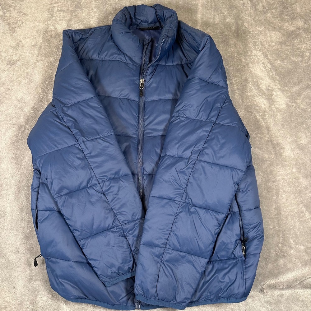 Swiss Tech Mens Blue Packable Puffer Jacket Size L 42-44 Quilted Full Zip Coat